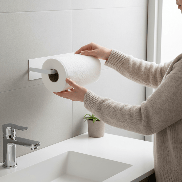BowLift | NeatHold – Space-Saving Mounted Paper Towel Holder with Durable Iron Design