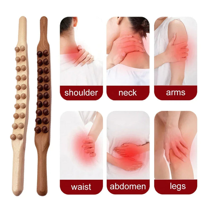 HoutRelax Gua Sha Massage Stick – 60 cm Massage Tool made of Natural Wood for Deep Muscle Relaxation | Bowlift