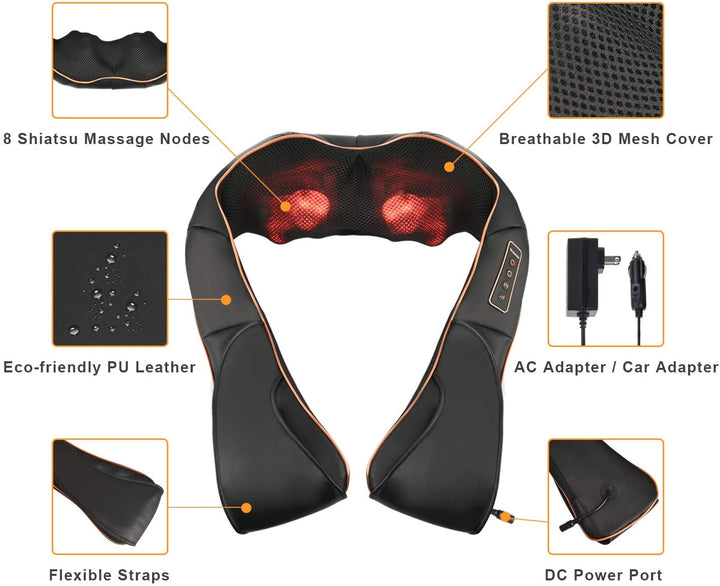BowLift | RelaxPro Massage Cushion – Shiatsu Heat Cushion for Neck, Shoulders, and Back
