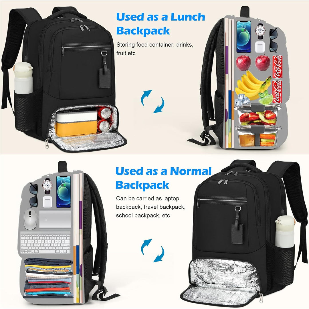 Waterproof Laptop & Lunch Backpack with USB Port – Multi-Compartment Travel Bag | Bowlift