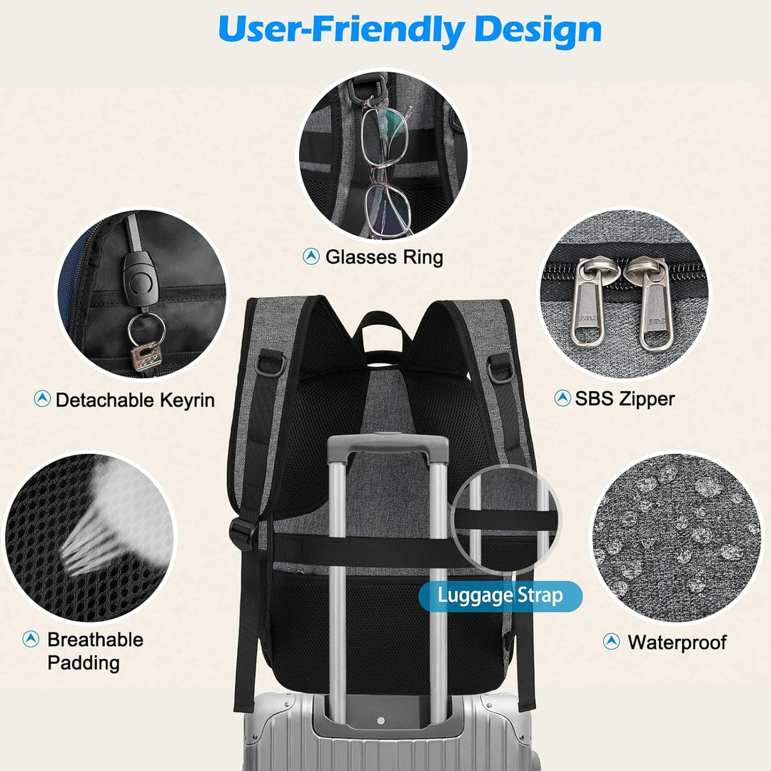 Waterproof Laptop & Lunch Backpack with USB Port – Multi-Compartment Travel Bag | Bowlift