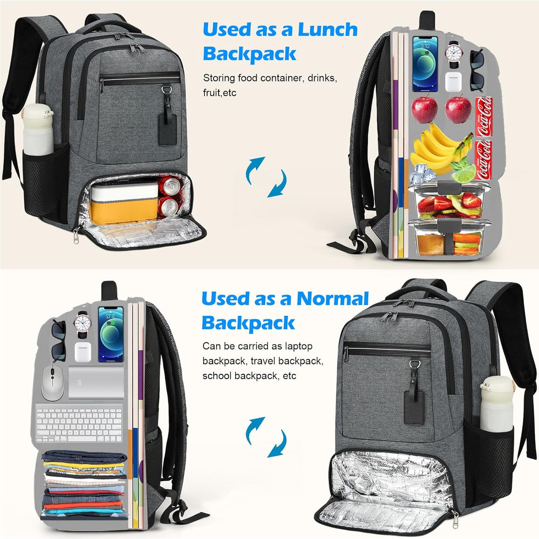 Waterproof Laptop & Lunch Backpack with USB Port – Multi-Compartment Travel Bag | Bowlift