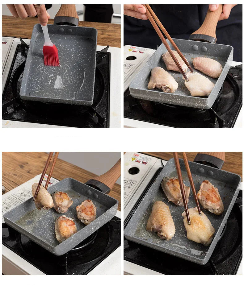 Non stick Frying Pan Tamagoyaki Omelette Egg Pan Kitchen Gas Cooker | Bowlift