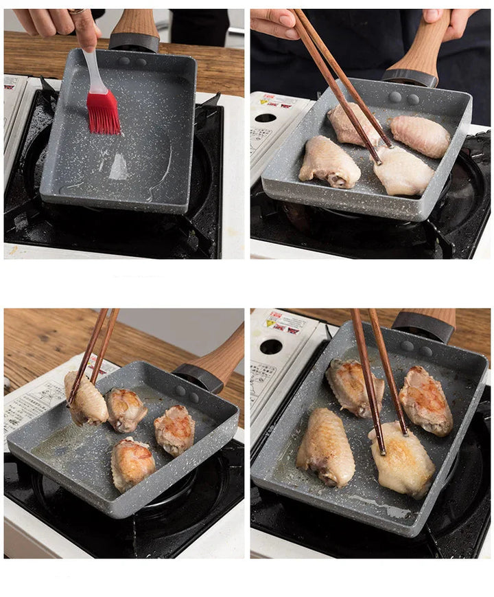 Non stick Frying Pan Tamagoyaki Omelette Egg Pan Kitchen Gas Cooker | Bowlift