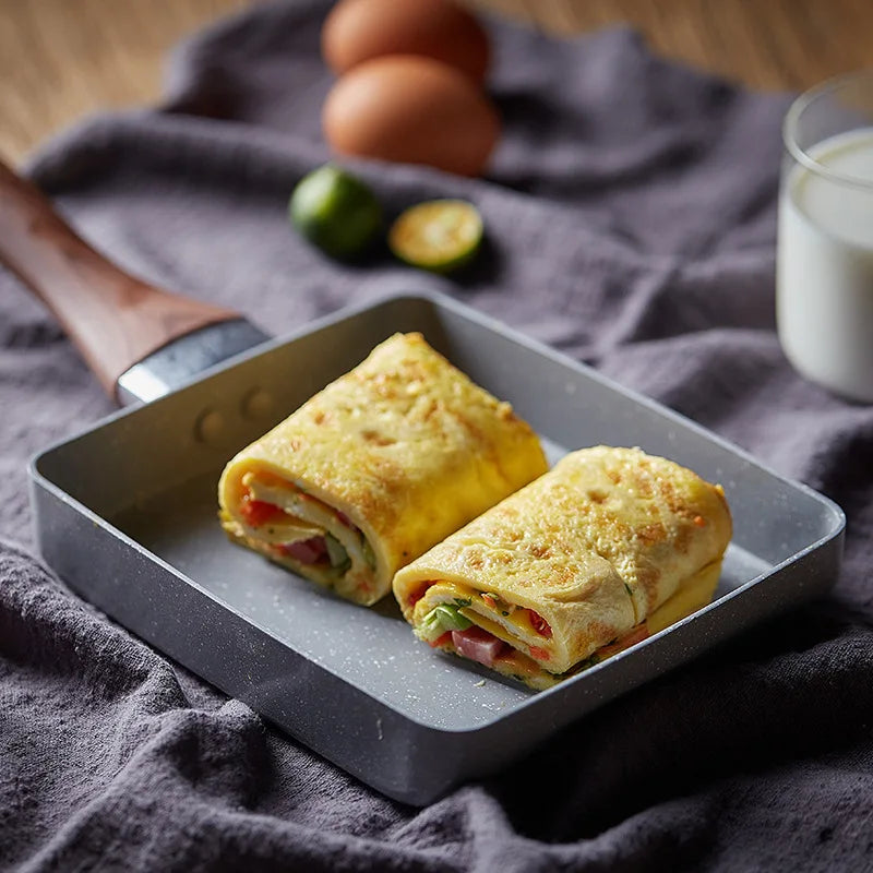 Non stick Frying Pan Tamagoyaki Omelette Egg Pan Kitchen Gas Cooker | Bowlift