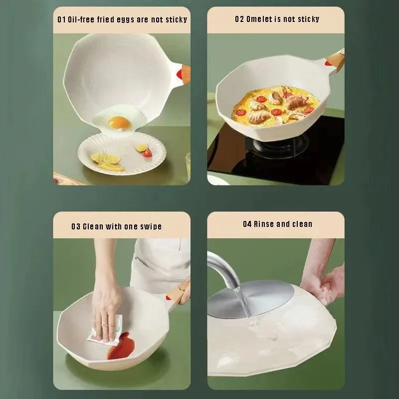 Non Stick Octagonal Wok Frying Pan with Lid Skillet Cook Pot | Bowlift