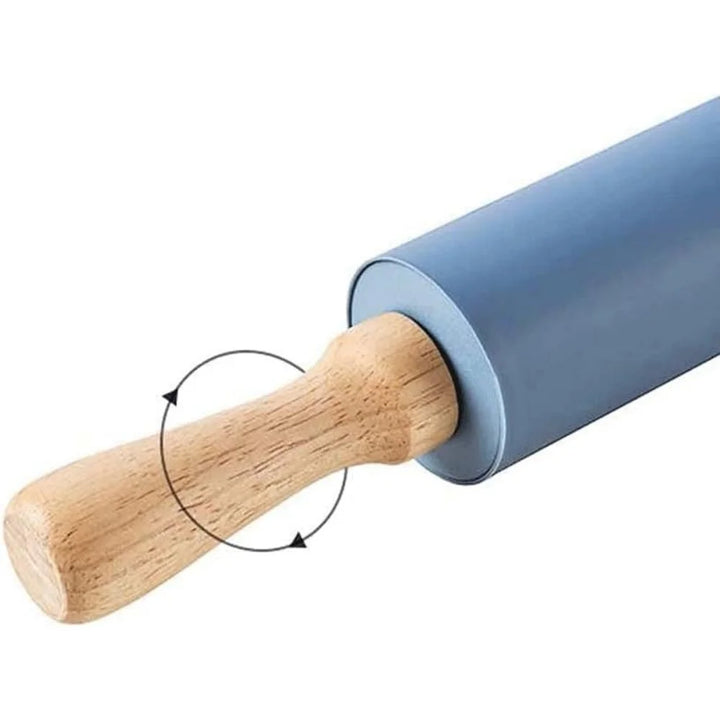 Non-Stick Silicone Rolling Pin with Wooden Handles Baking Dough Roller | Bowlift