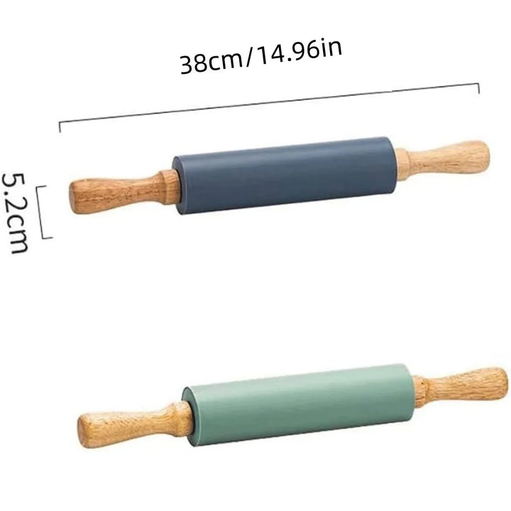 Non-Stick Silicone Rolling Pin with Wooden Handles Baking Dough Roller | Bowlift