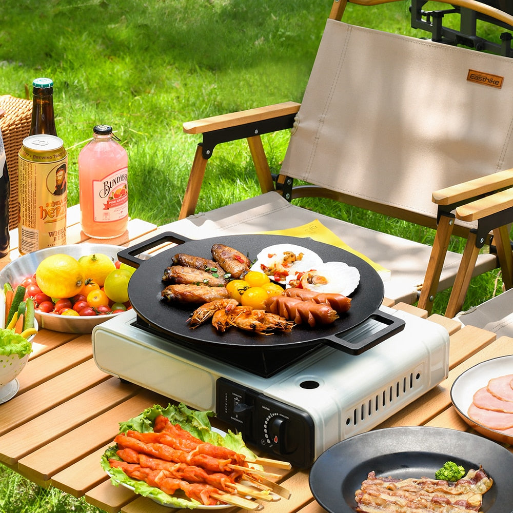 Nonstick Frying Pan Outdoor Cast Iron BBQ Plate Camping Grill Pan | Bowlift