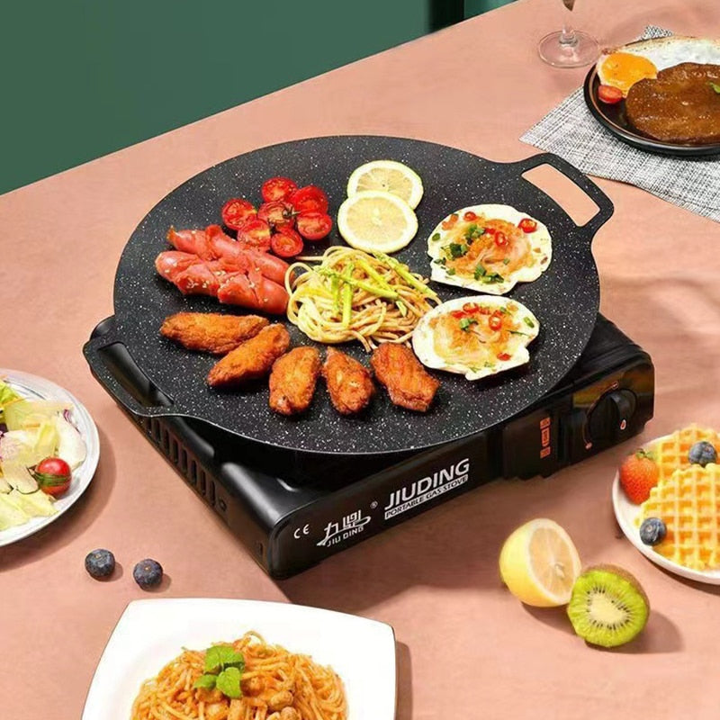 Nonstick Frying Pan Outdoor Cast Iron BBQ Plate Camping Grill Pan | Bowlift