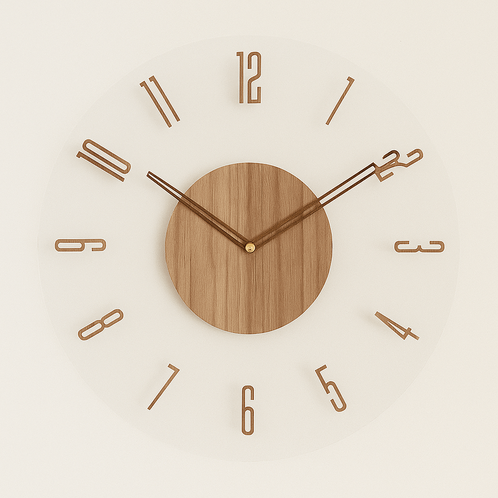 BowLift | NORDORA – Silent Scandinavian Wall Clock Made of Natural Wood