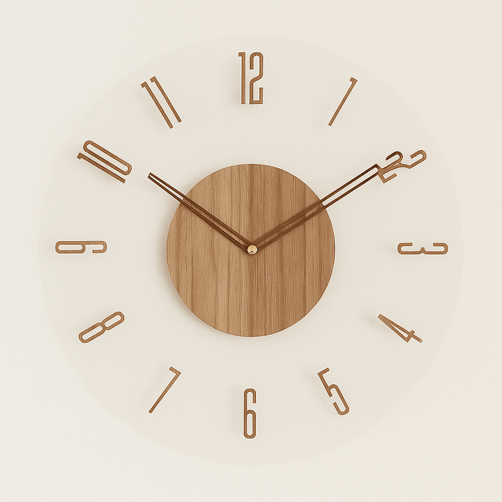 BowLift | NORDORA – Silent Scandinavian Wall Clock Made of Natural Wood