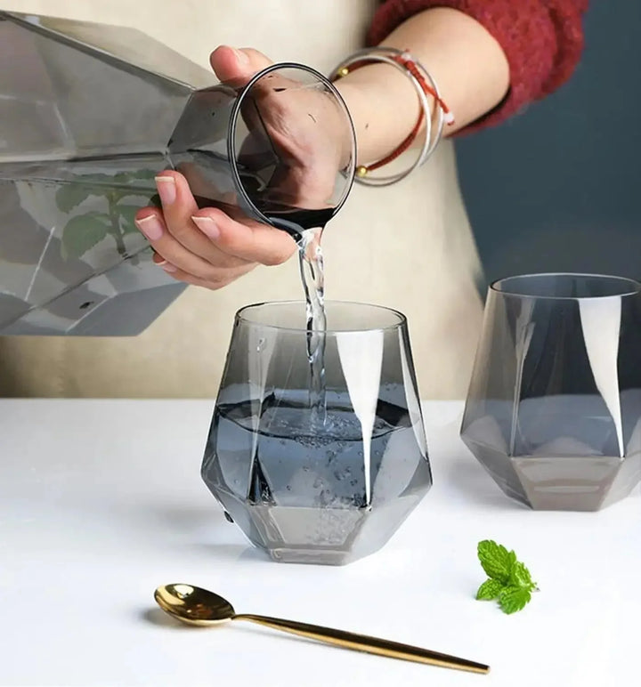 Nordic Prismatic Glass Carafe with Wooden Lid | Bowlift