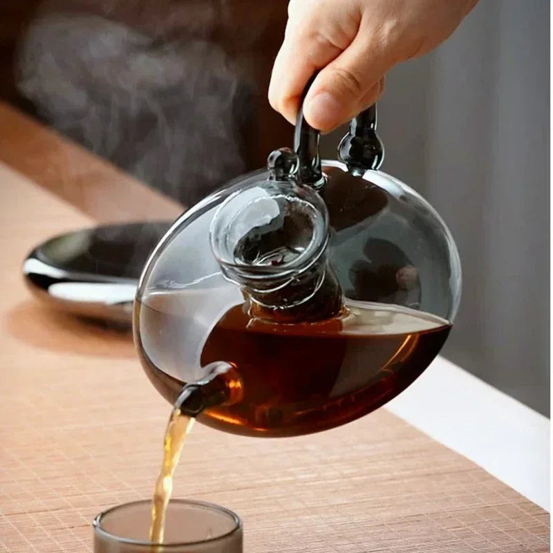 Nordic Style Heat Resistant Glass Tea Kettle with Infuser Teapot Set | Bowlift