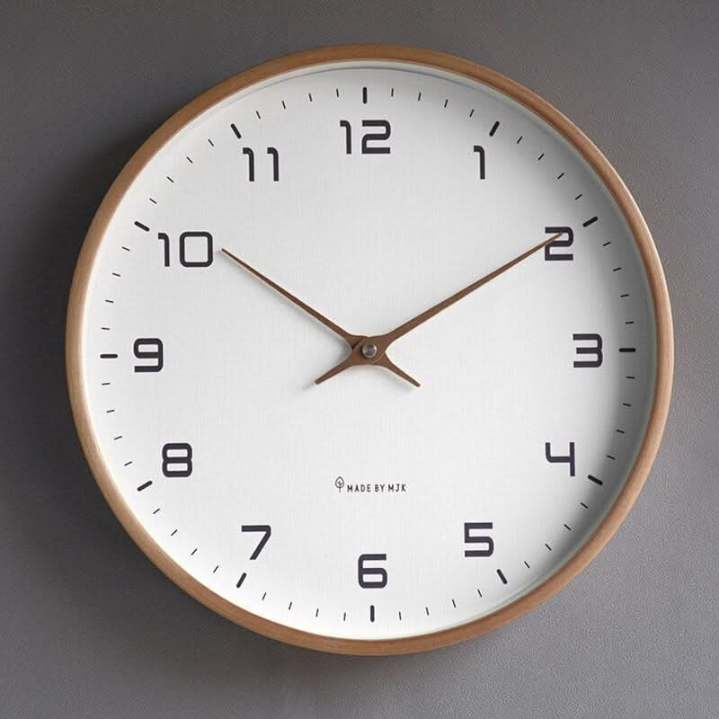 NordicTime Wooden Wall Clock Silent Scandinavian | Bowlift