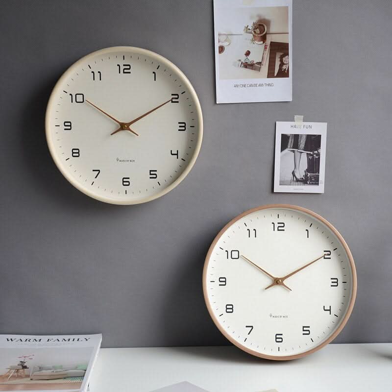 NordicTime Wooden Wall Clock Silent Scandinavian | Bowlift