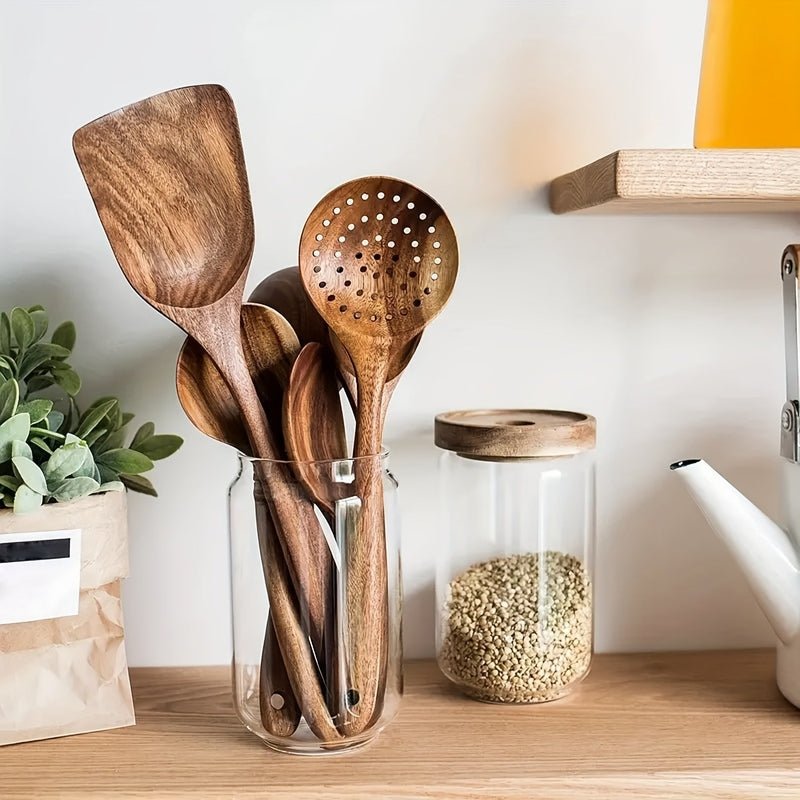 BowLift | FJORDFLAME SET – Sustainable 5-Piece Teak Wood Kitchen Utensil Set