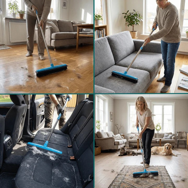 Pet hair remover broom with telescopic handle | Bowlift