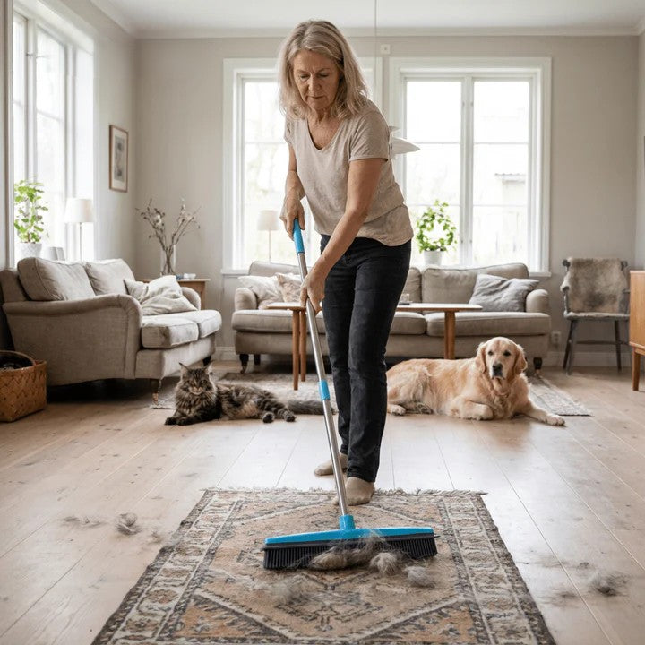 Pet hair remover broom with telescopic handle | Bowlift