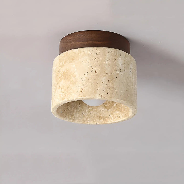 BowLift | Rustic Travertine Ceiling Lamp - TravaGlow