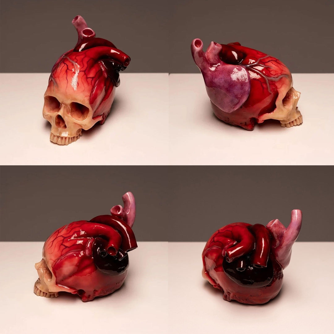 BowLift | SpookyHeart Realistic Halloween Heart-Shaped Skull Sculpture