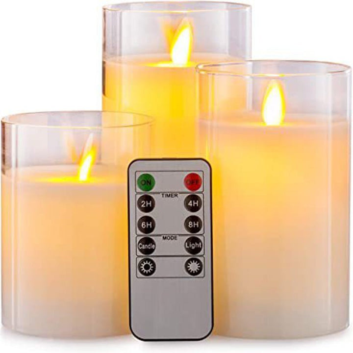 LED candle with remote control & timer in glass design | Bowlift