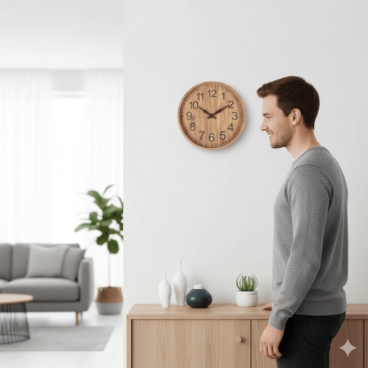 BowLift | OAKTICK – Silent Wooden Wall Clock with Natural Charm