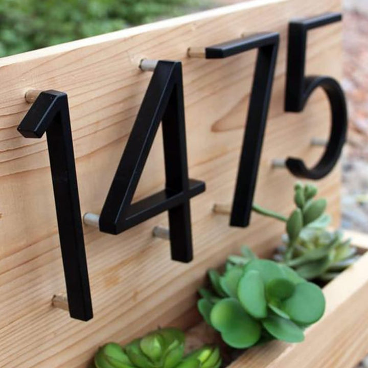 BowLift | Black house Modern Black Floating House Numbers – Weatherproof Zinc Alloy