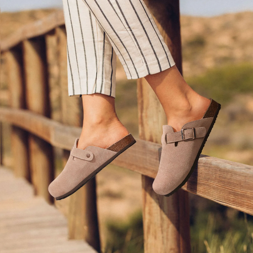 BowLift | Men's Slippers FootRest with Fleece and Cork Sole