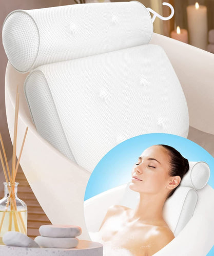 Orthopedic Bathtub Pillow - Breathable Bathtub Headrest Pillow made of 3D Mesh Fabric with Suction Cups Bowlift