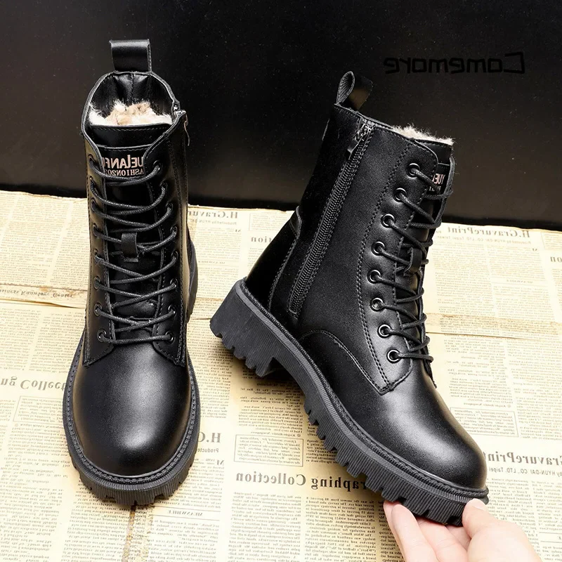 BowLift | Stylish and durable black leather winter boots