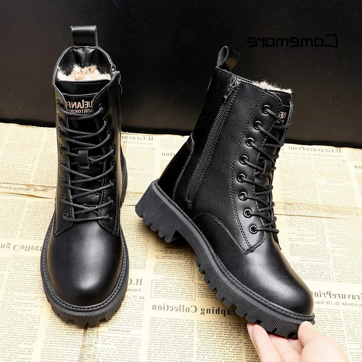 BowLift | Stylish and durable black leather winter boots