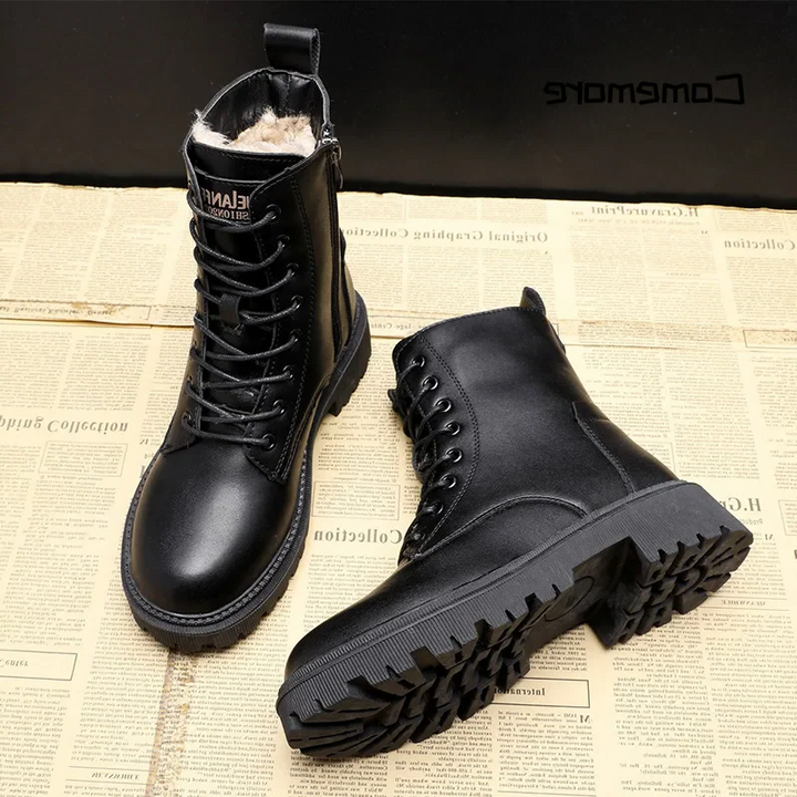 BowLift | Stylish and durable black leather winter boots