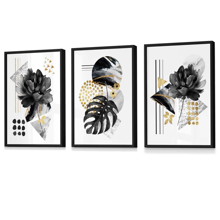 Abstract Black and Gold Botanical Wall Art Prints / Framed | Bowlift