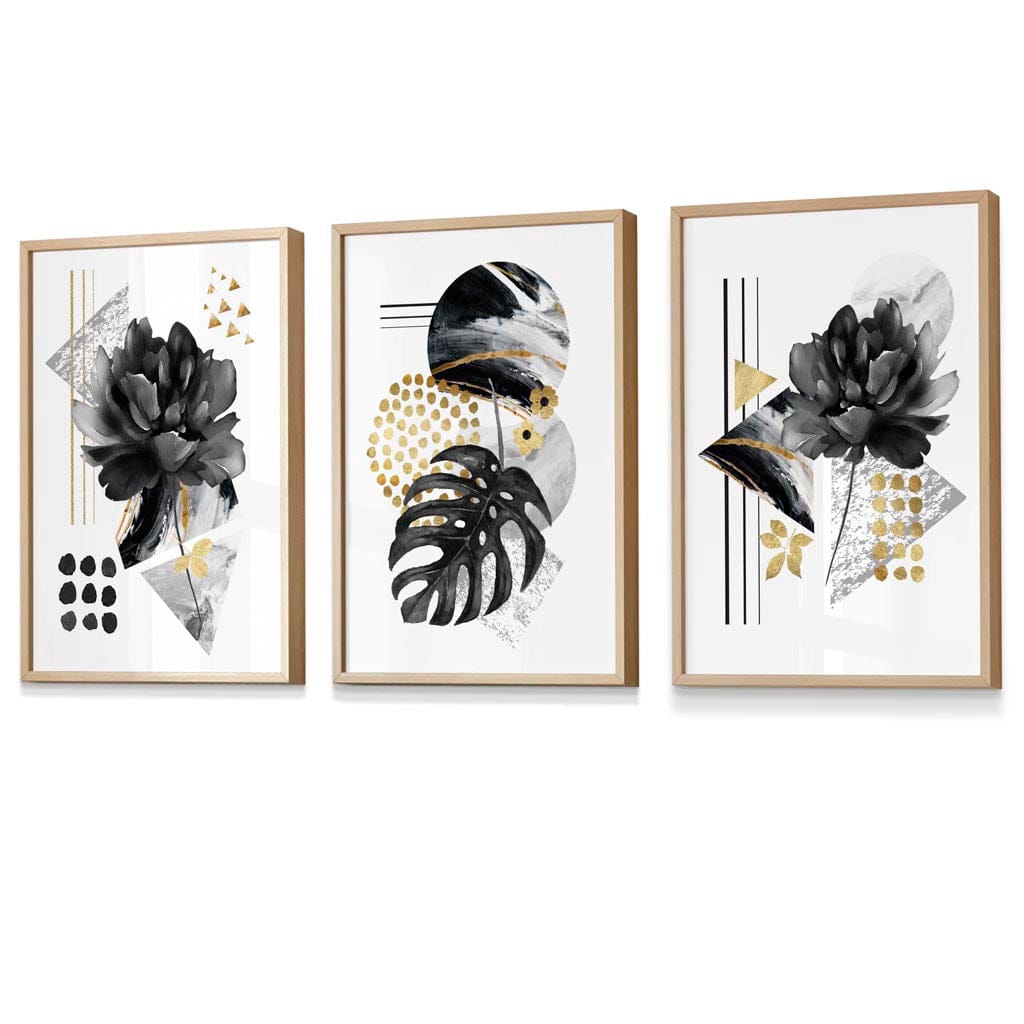 Abstract Black and Gold Botanical Wall Art Prints / Framed | Bowlift