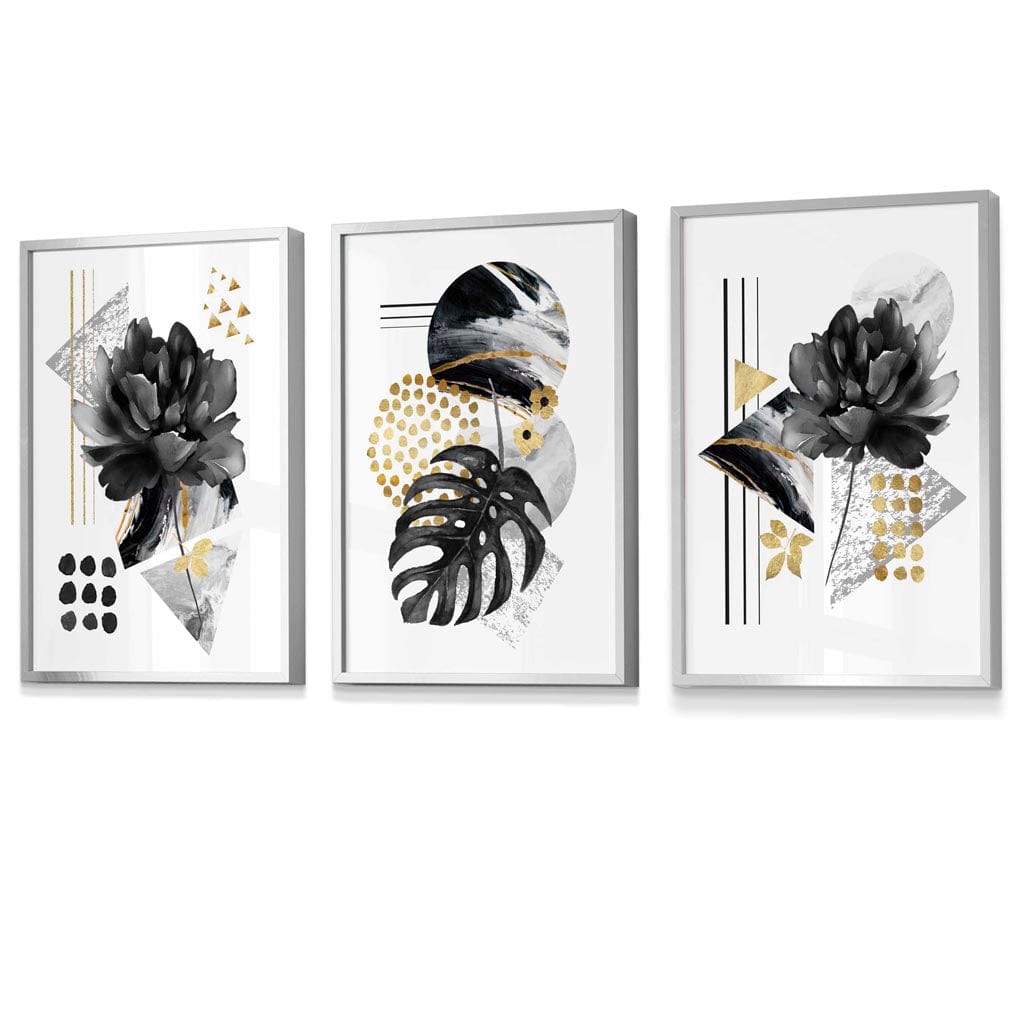 Abstract Black and Gold Botanical Wall Art Prints / Framed | Bowlift
