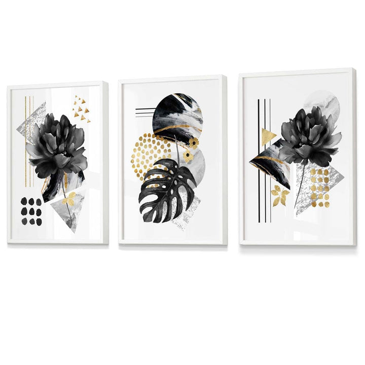 Abstract Black and Gold Botanical Wall Art Prints / Framed | Bowlift