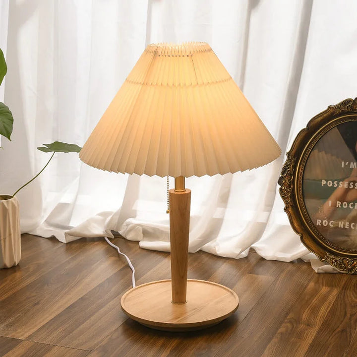 BowLift | Elegant Vintage Woodly Table Lamp - Table Lamp with Pleated Design