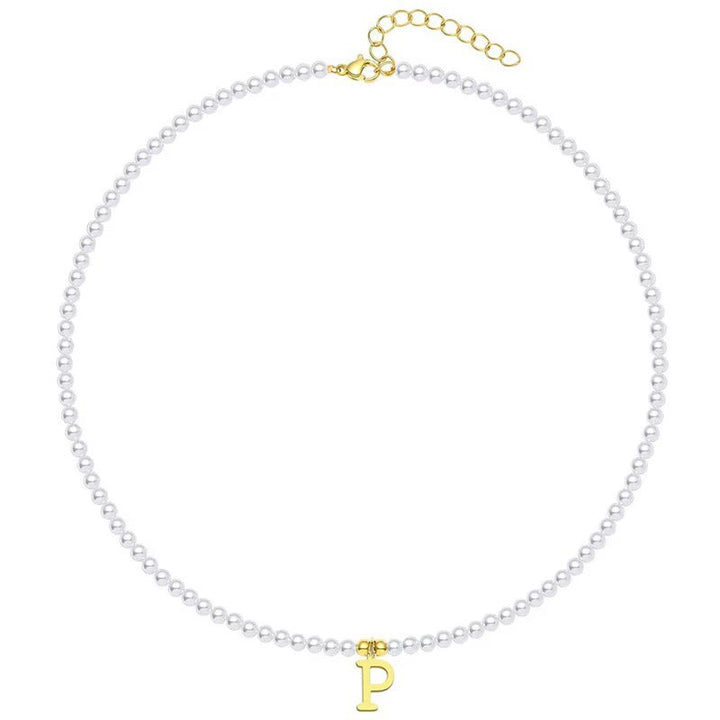 BowLift | Elegant Gold Accented Pearl Letter Initial Necklace