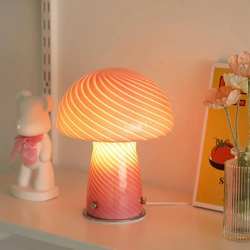 BowLift | Pastel-colored glass mushroom table lamp