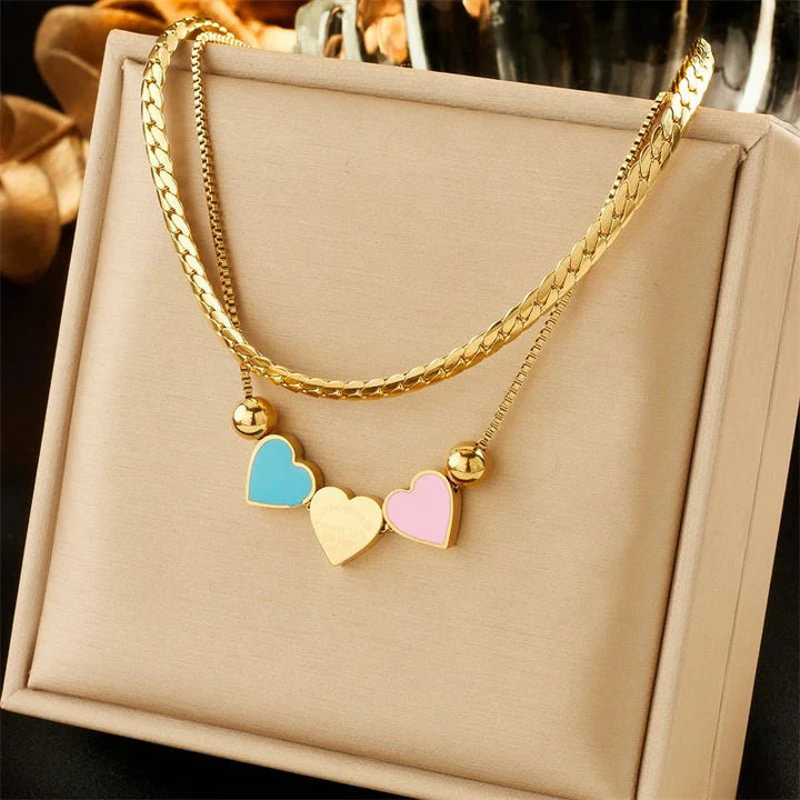 BowLift | Pastel Forever Love Heart Necklace and Bracelet