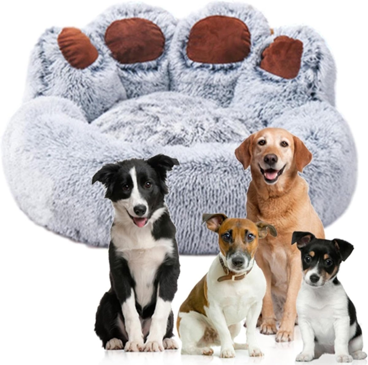 PawCuddle • Plush Paw - Shaped Dog Bed - Dog Bed - BowLift