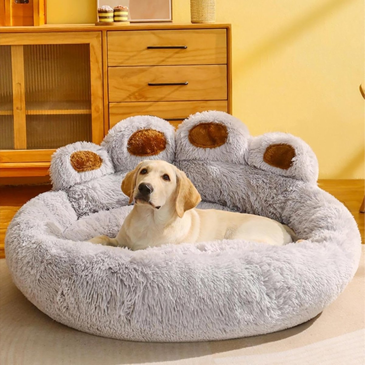 PawCuddle • Plush Paw - Shaped Dog Bed - Dog Bed - BowLift