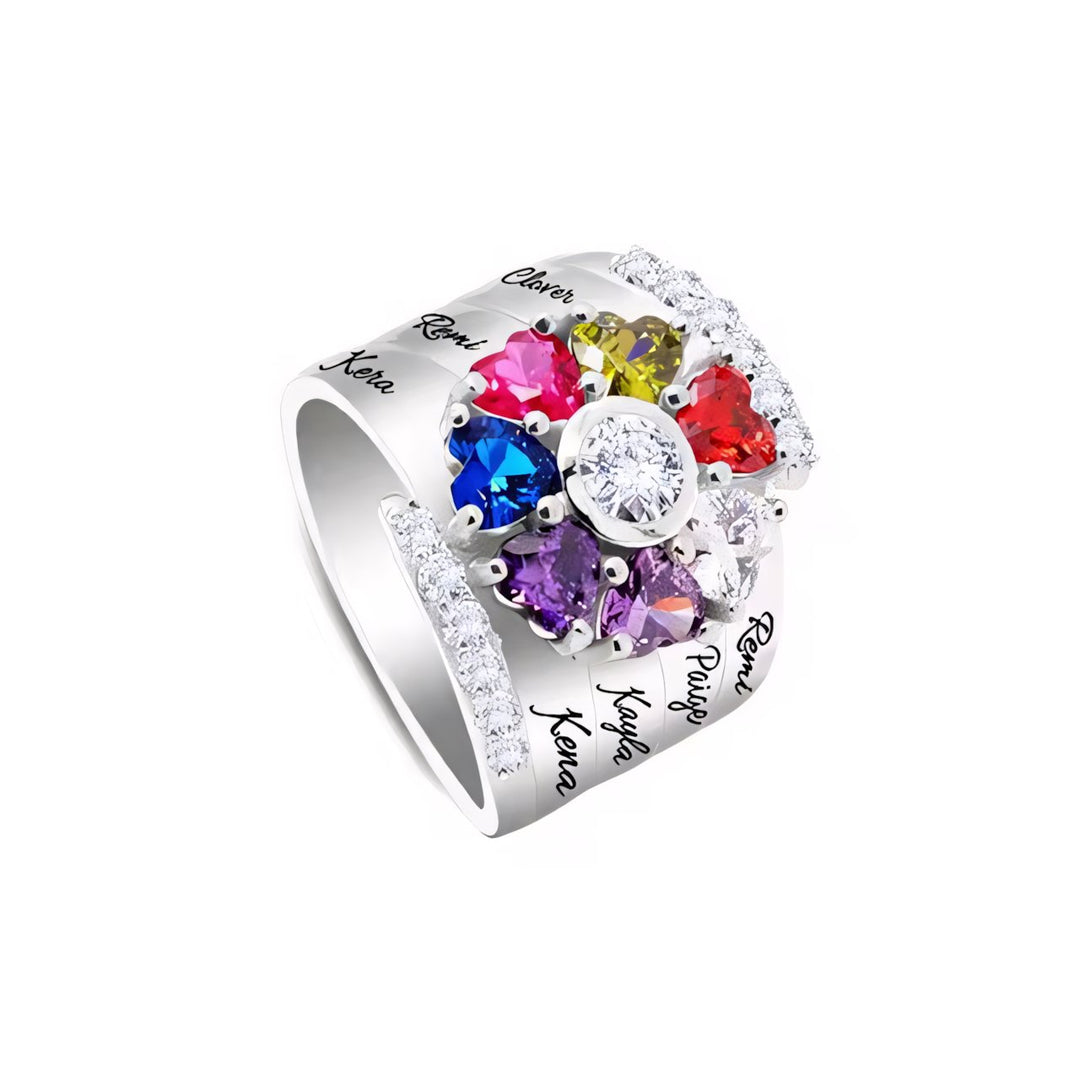 BowLift | Personalized Diamond Heart Name & Birthstone Ring