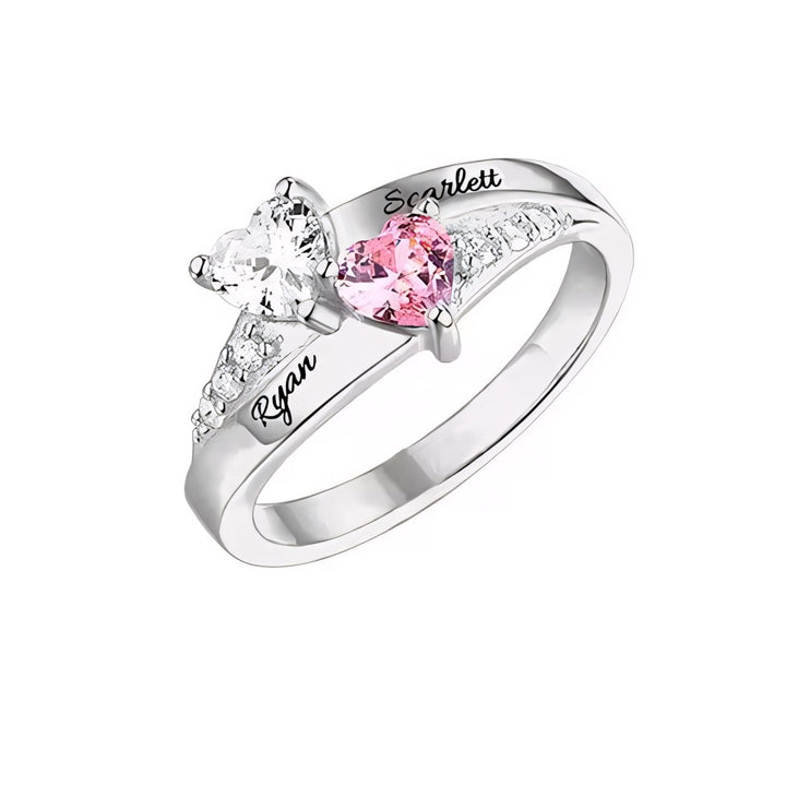 BowLift | Personalized Diamond Heart Name & Birthstone Ring