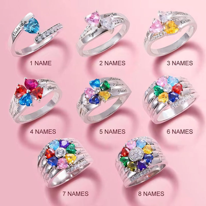 BowLift | Personalized Diamond Heart Name & Birthstone Ring