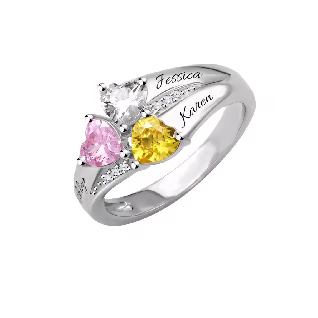 BowLift | Personalized Diamond Heart Name & Birthstone Ring