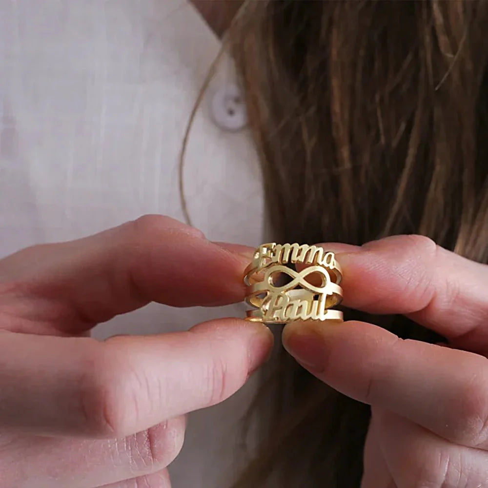 BowLift | Personalized Double Name Infinity Ring