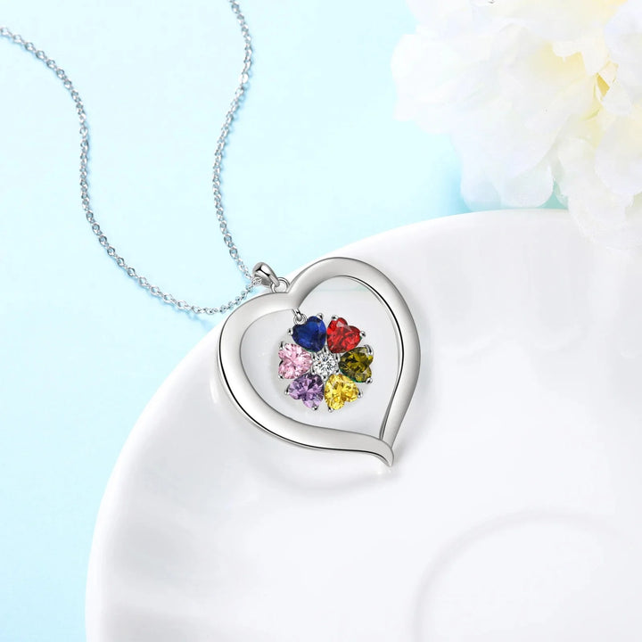 BowLift | Personalized Name & Birthstone Heart Hanging Pendant Necklace