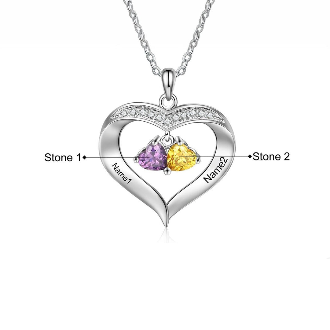 BowLift | Personalized Name & Birthstone Heart Hanging Pendant Necklace